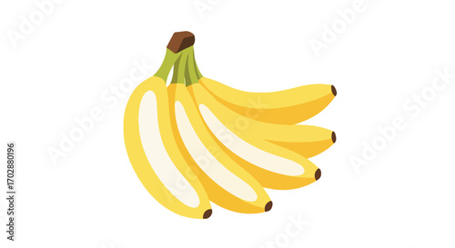 Vibrant banana bunch illustration on a crisp white backdrop, perfect for health, nutrition, and tropical fruit themed designs
