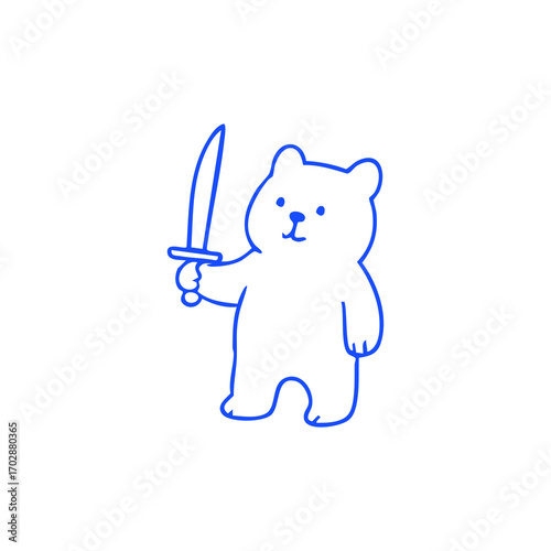 Cute black and white cartoon cat illustration, stylized with a paw raised in a friendly gesture