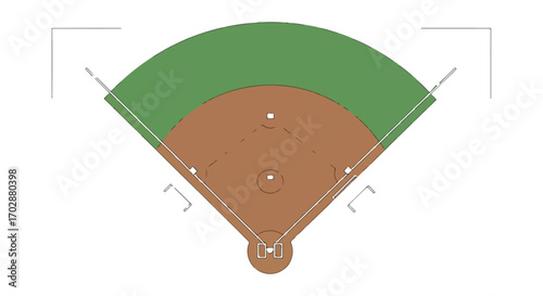 Schematic visualization of a baseball diamond offering a clean representation of the playing field in sporting contexts