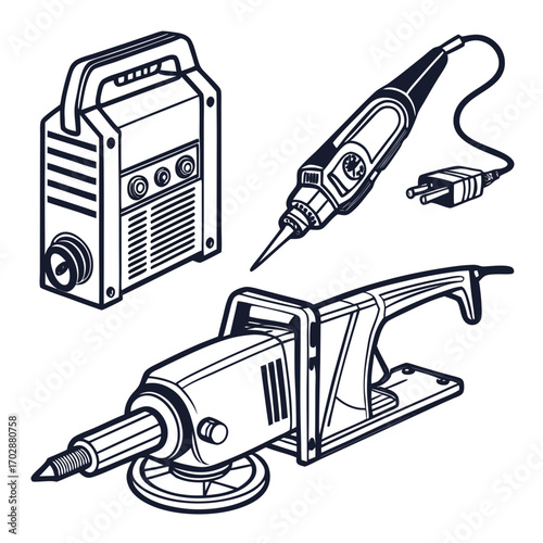 Welding Machine Vector Illustration | Arc, MIG & TIG Welding Equipment Icon