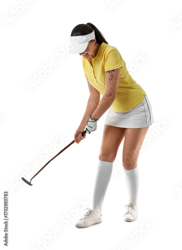 Beautiful female golfer on ...