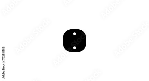 Minimalist abstract icon featuring two black dots on a white background, representing simplicity and modern design elements