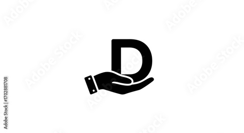 Hand Holding Capital Letter D, Clean Logo Design for Your Business Needs