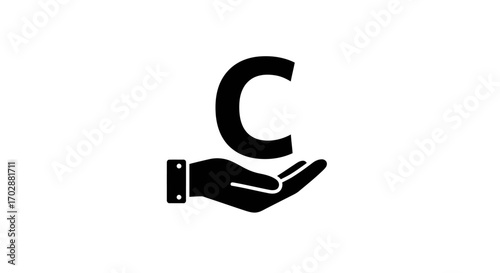 Hand holding the letter C, symbolizing support, care, and a foundation for success