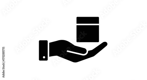 Hand Holding a Box Icon - Symbolizing Delivery, Gift, or Package Services
