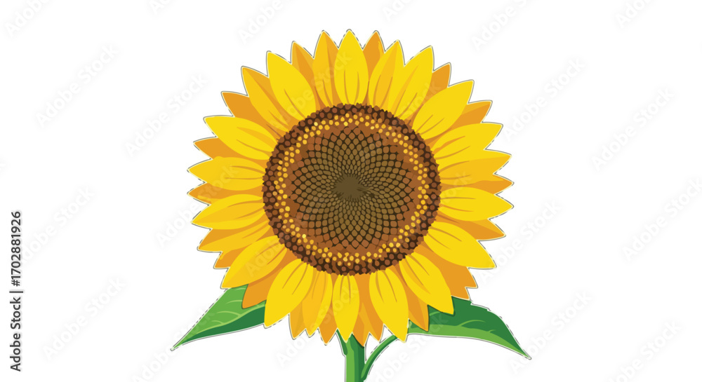 Obraz premium Cheerful sunflower illustration showcases the vibrant colors of summer and agricultural beauty, perfect for seasonal themes