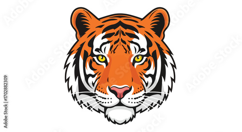 Magnificent tiger face artwork presenting an appealing vibrant color palette and clean line work in a sleek and professional style