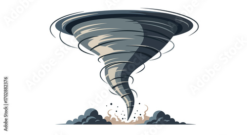 Stylized tornado illustration representing power, danger, and unpredictable weather conditions in a graphic design element