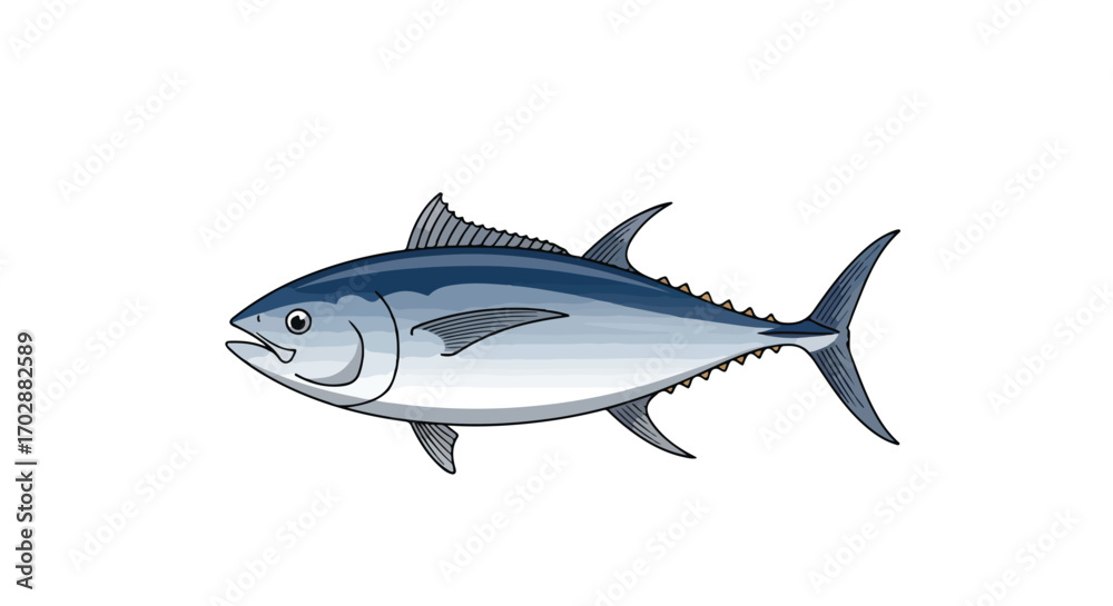 Naklejka premium Captivating Tuna Fish Illustration Showcasing Aquatic Beauty and Marine Wildlife Depiction