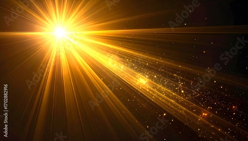 Golden rays burst from a bright sun