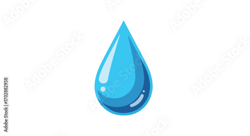 Illustrative water droplet with vivid blue hues signifying freshness and purity ideal for hydration or environmental concepts