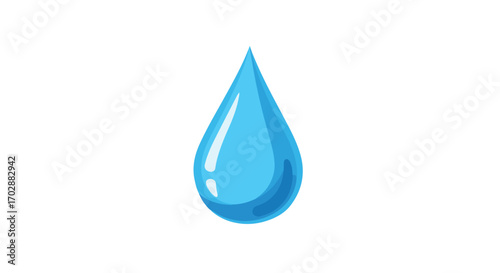 A singular, vibrant blue water droplet against a stark white canvas representing purity and essential hydration depicting nature's lifeblood essence