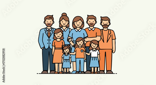 Diverse modern family portrait showcasing generations, unity, and belonging