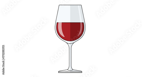 Elegant red wine glass illustration with a minimalist design and clean vector graphics isolated in white background offering a sophisticated