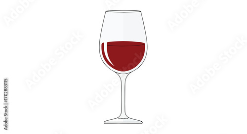 Elegant glass of red wine isolated on a white background, perfect for menus or wine tasting events where clarity and visual appeal are key 150
