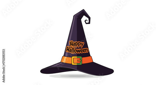 Isolated whimsical witch hat illustration perfect for halloween themed designs and festive occasions ready to use and very festive for halloween