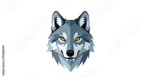 Geometric wolf portrait, showcasing a modern and stylized rendition against a stark white backdrop for versatile application