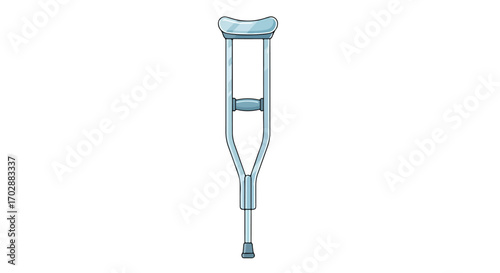 Isolated illustration of a forearm crutch, aiding mobility and recovery after injury or surgery for balance and stability during ambulation