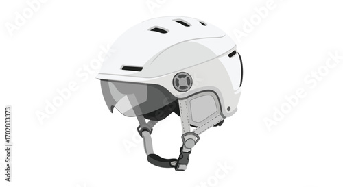Modern snow sports helmet illustration, showcasing safety and style for winter adventures and snow sports gear, with a clean white design