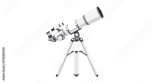 Illustration of a telescope with tripod for astronomy enthusiasts and stargazing exploration viewing celestial objects with scientific optics and