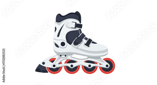 Sleek inline skate design with red wheels symbolizing speed and recreational fitness offering sporty appeal for active lifestyles illustration