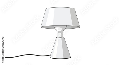 Modern minimalist table lamp design showcasing simplicity in form and function for interior decoration featuring a clean white aesthetic