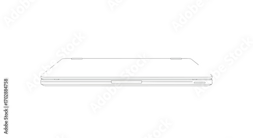 Detailed technical drawing showcasing the sleek profile of a modern foldable phone design concept illustration