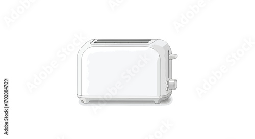 Sleek and Modern White Toaster Illustration for Contemporary Kitchen Appliance Imagery, Minimalist Design, Breakfast Time Visualization and Elegant