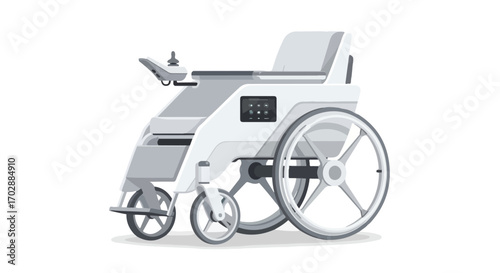 Depiction of a sleek and modern electric wheelchair offering advanced mobility assistance and independent movement in daily life situations