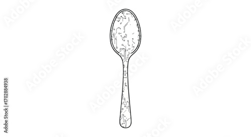 Conceptual illustration of a spoon with integrated circuit pattern overlay for futuristic technology design innovation idea