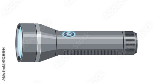 Illuminating the Night: An Isolated Illustration of a Gray Flashlight Tool Symbolizing Guidance and Safety in the Darkness