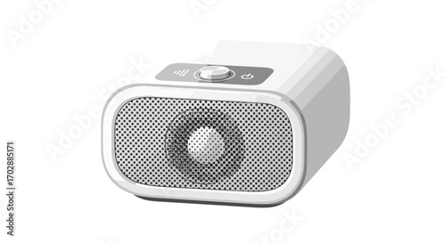 Modern portable speaker on white backdrop showcasing audio tech and minimalistic design providing clarity and simplicity in the digital audio