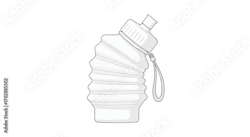 Conceptual artwork showcasing a unique collapsible water bottle with a minimalist design perfect for health awareness campaigns