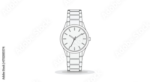 Elegant wrist watch line art illustration against white backdrop showcasing classic design and timeless style precision timekeeping accessory