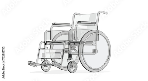 Detailed Line Drawing of Wheelchair: Medical Assistance and Accessibility Concept Depicted in Clean Artistic Style