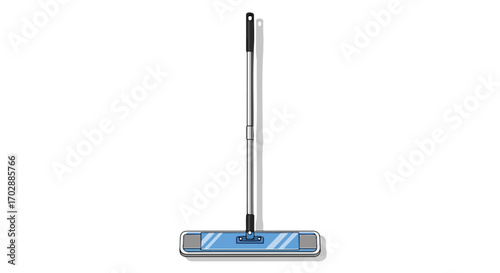 Illustration of a modern flat mop with an adjustable handle for effective floor cleaning and maintenance depicted in a clean style