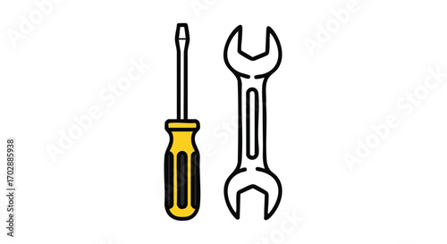 Essential tools like a screwdriver and wrench ready for any repair or DIY project