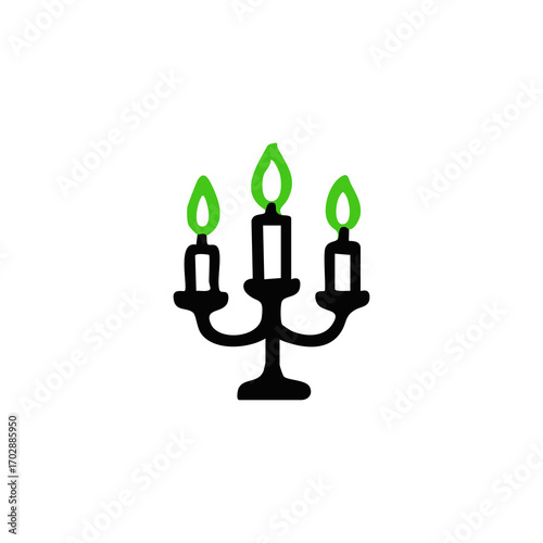 Simple black and green candleholder with three candles