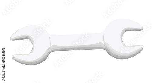 Illustration of a silver wrench, a simple tool representation for mechanical work and repair services highlighting precision and usefulness for