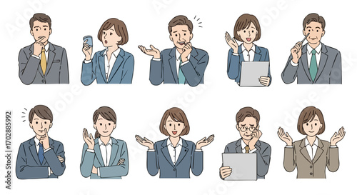 Diverse business professionals expressing various emotions, perfect for corporate presentations and marketing campaigns.