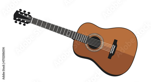 Stylized acoustic guitar illustration in warm brown tones perfect for music themed designs or educational material