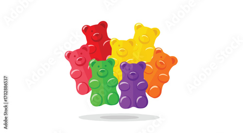 Colorful gummy bears, perfect for sweet treat ads, playful designs and vibrant confectionery packaging projects and illustrations that demand tasty