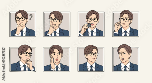 Capturing diverse thoughtful business expressions, from questioning to surprise, for professional presentations