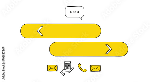 Dynamic communication icons with chat bubble and contact options for modern business