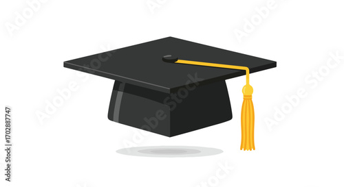 Vector Illustration Depicting a Graduation Cap Symbolizing Academic Achievement and Successful Completion of Education Goals