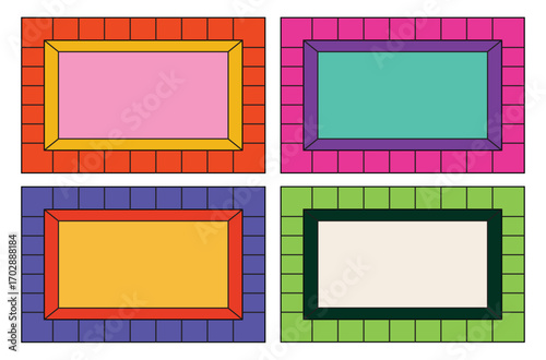 Illustration set frame border unique design abstract isolated