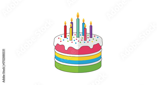 Celebratory layered confection adorned with flickering candles symbolizing joy and festive gatherings with delightful design