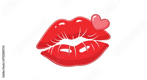 Kissable lips with heart shape symbolizing love and affection for dating and valentine's day occasion