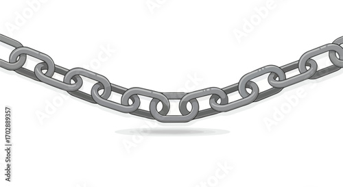 Interlocked Metal Chain Illustration Displaying Connection Strength and Security Represented in Gray Scale With a White Background