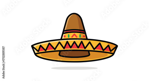 Stylized sombrero illustration showcases vibrant colors, detailed design, and cultural heritage symbolism with festive flair creating a celebratory